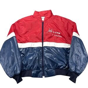 Vintage Polaris Jacket Mens XL Red Blue Indy Lite Snowmobile Bomber Full Zip USA
